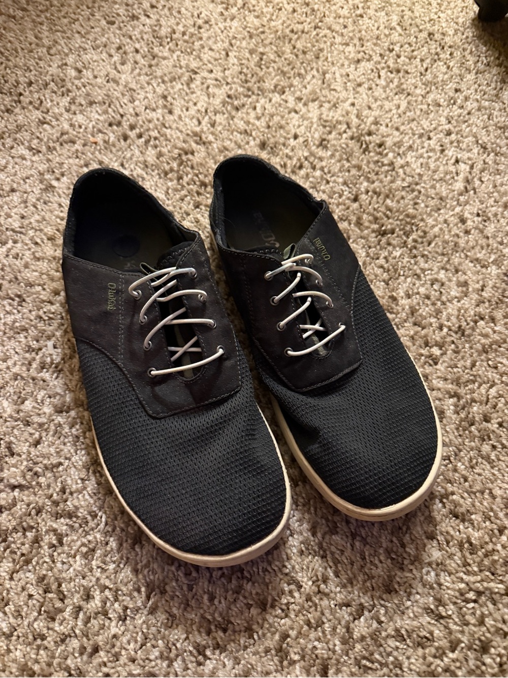 OluKai Men's Black Knit Lace-Up Casual Sneakers